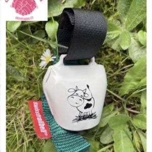 Swisstrailbell weiss | Kuh happy | Band dunkelgrün