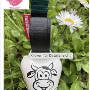 Swisstrailbell weiss | Kuh muh | Band dunkelgrün